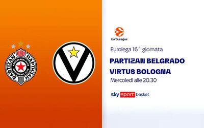  Partizan-Virtus Bologna dalle 20.30 su Sky 