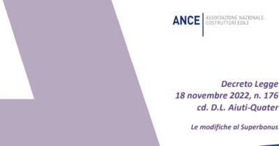  Superbonus, il nuovo dossier Ance con le novità del Decreto Aiuti Quater 