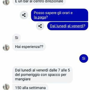  Cercasi barista con paga di 150 euro a settimana 