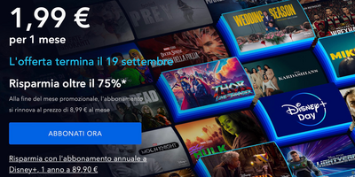  Disney+ Day, fino al 19 settembre un mese di Abbonamento costa €1,99 