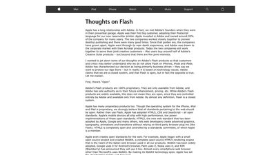 Accadde oggi: Steve Jobs attacca duramente Adobe Flash nella storica lettera aperta Thoughts on Flash 