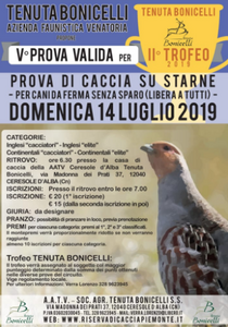  Trofeo Tenuta Bonicelli 2019, il 14 luglio la quinta tappa: prova di caccia su starne 