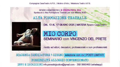  MIO CORPO Seminario con Vincenzo Del Prete / 13 - 17 Giugno / Matera (MT). #sponsor 