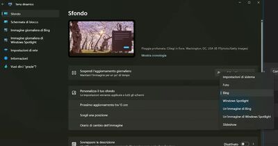  Su Windows, vedere nuovi Sfondi ogni giorno con il Tema Dinamico 