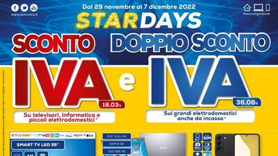  Volantino Euronics 'Star Days' e 'Sconto IVA' 29 nov - 7 dic: doppia promo da non perdere 